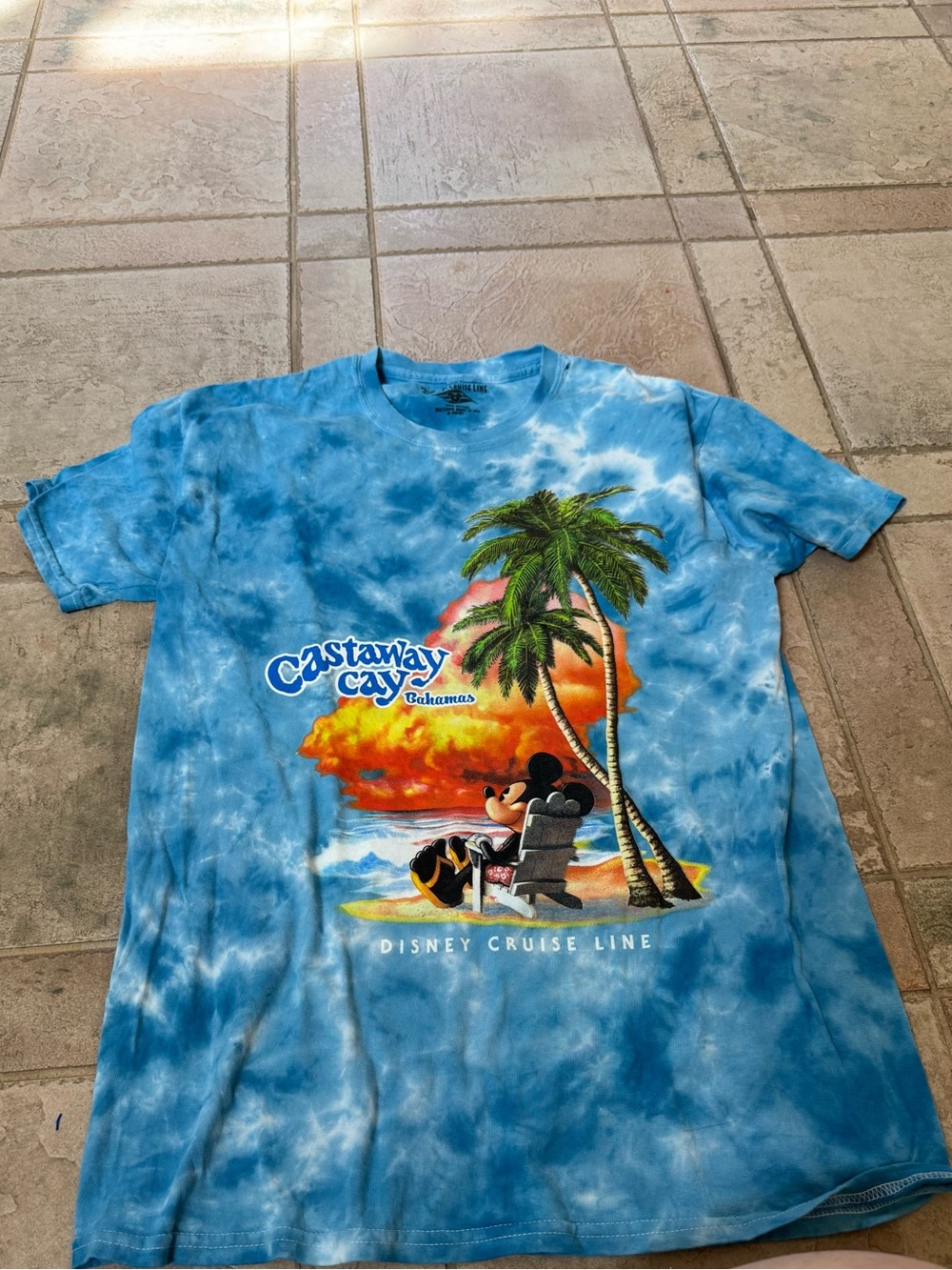 Disney Cruise Line Castaway Cay Blue Tie-Dye Graphic Tee